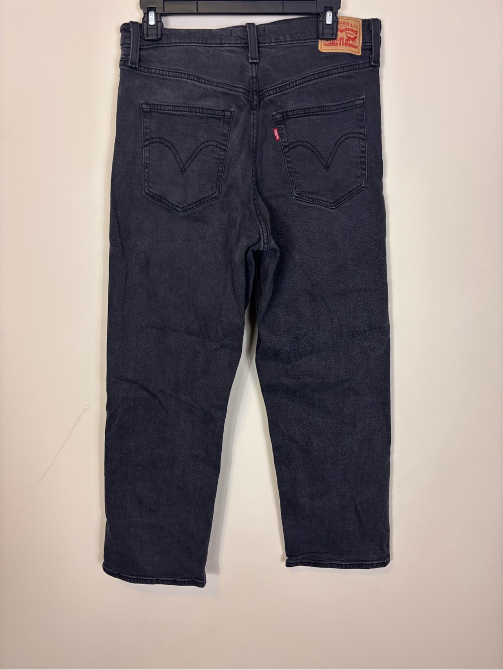 Levi's Black High Rise Distressed Ribcage Distressed Straight Ankle Jeans 31 - Picture 2 of 7